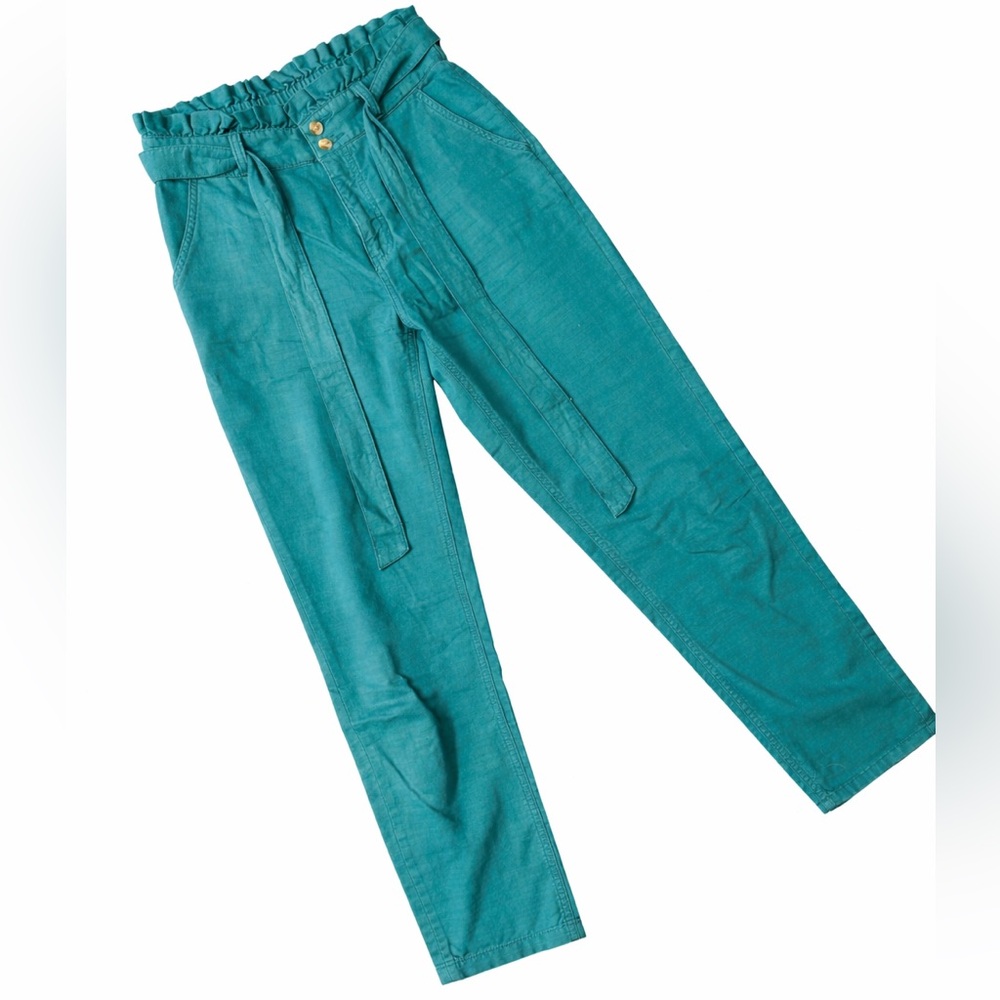 Lauren Conrad High Rise Teal Balloon Linen Pants with Belt
